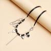 Vintage Beaded Heart Tassel Choker Necklaces for Women Punk Hip Hop Black Leather Rope Necklaces Y2K Jewelry Party Accessories