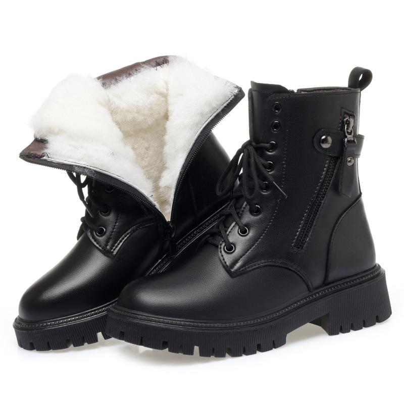 

4cm British Style Genuine Leather Boots Women s Square Heel Platform Shoes Winter 2025 Thick Bottom Short Ankle Motorcycle Boots 35