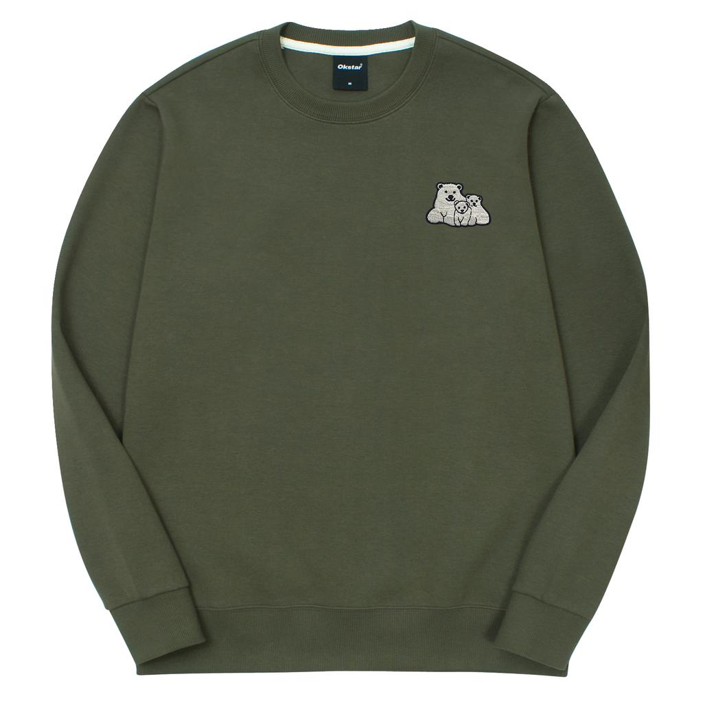 OKSTAR Polar Bear Family Embroidered Double-Sided Sweatshirt