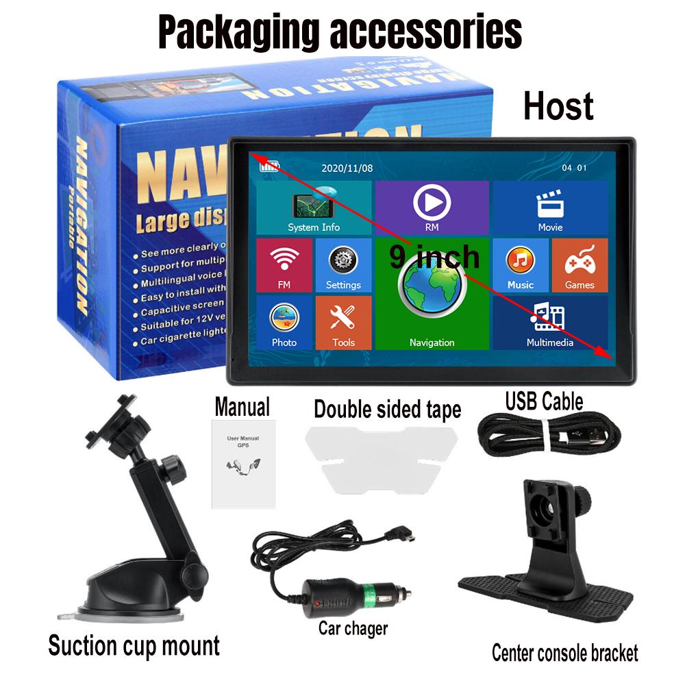 9 Inch Gps Navigation for Car Truck  Large  Screen  Accessories Tools HD Capacitive  Navigator 2024 Free Update Europe Map 8GB