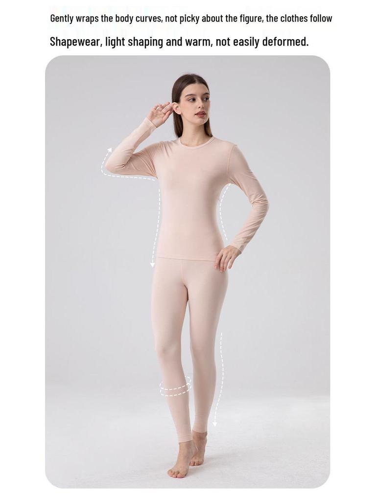 Women's Warm Lenzing Modal Autumn Underwear Set - Skin-Friendly Base Layer Top & Pants with Collar