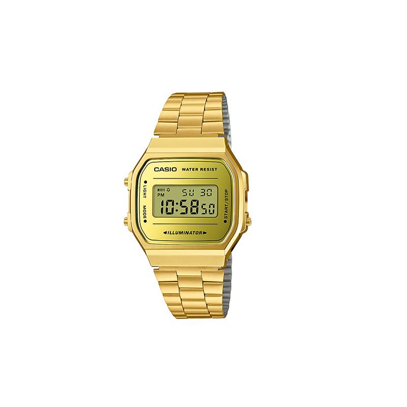 

Casio VINTAGE series-A168 retro classic small square quartz movement resin strap Japanese and Korean watch men s watch gold dial A168WEGM-9 золотой