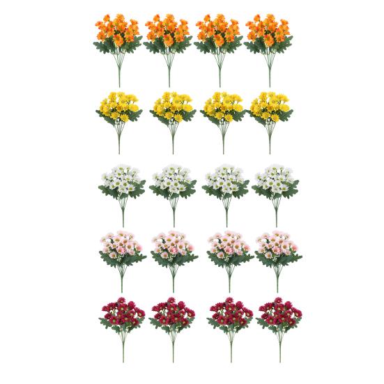 1/5/10/20/25Pcs Artificial Flower 7 Fork UV Resistant Fake Flower Home