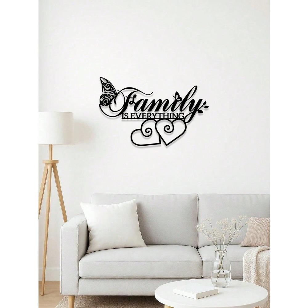 Black Metal Family Wall Art Minimalist Home Decor Gift for Living Room