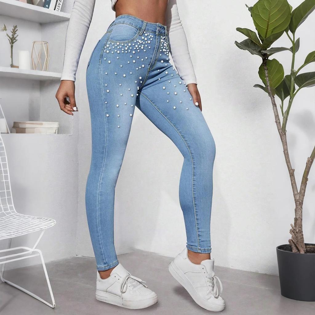 Kadın Bol ve Rahat Trend Rahat Moda Dar Kesim Bacak Kot Pantolon