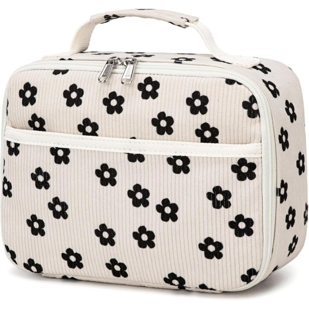 

Reusable Corduroy Lunch Box Leakproof Strawberry Insulated Lunch Bag Large Capacity Beige Lunch Cooler Adults