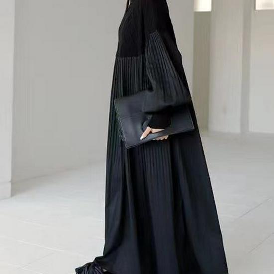 2024 Autumn Japanese Pleated Diamond Check Sweater Dress