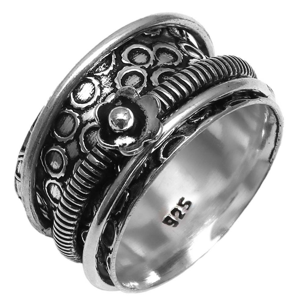 Silver Spinner Ring For Women Four Spinner Ring Fidget Silver Jewelry Ring"6.5"