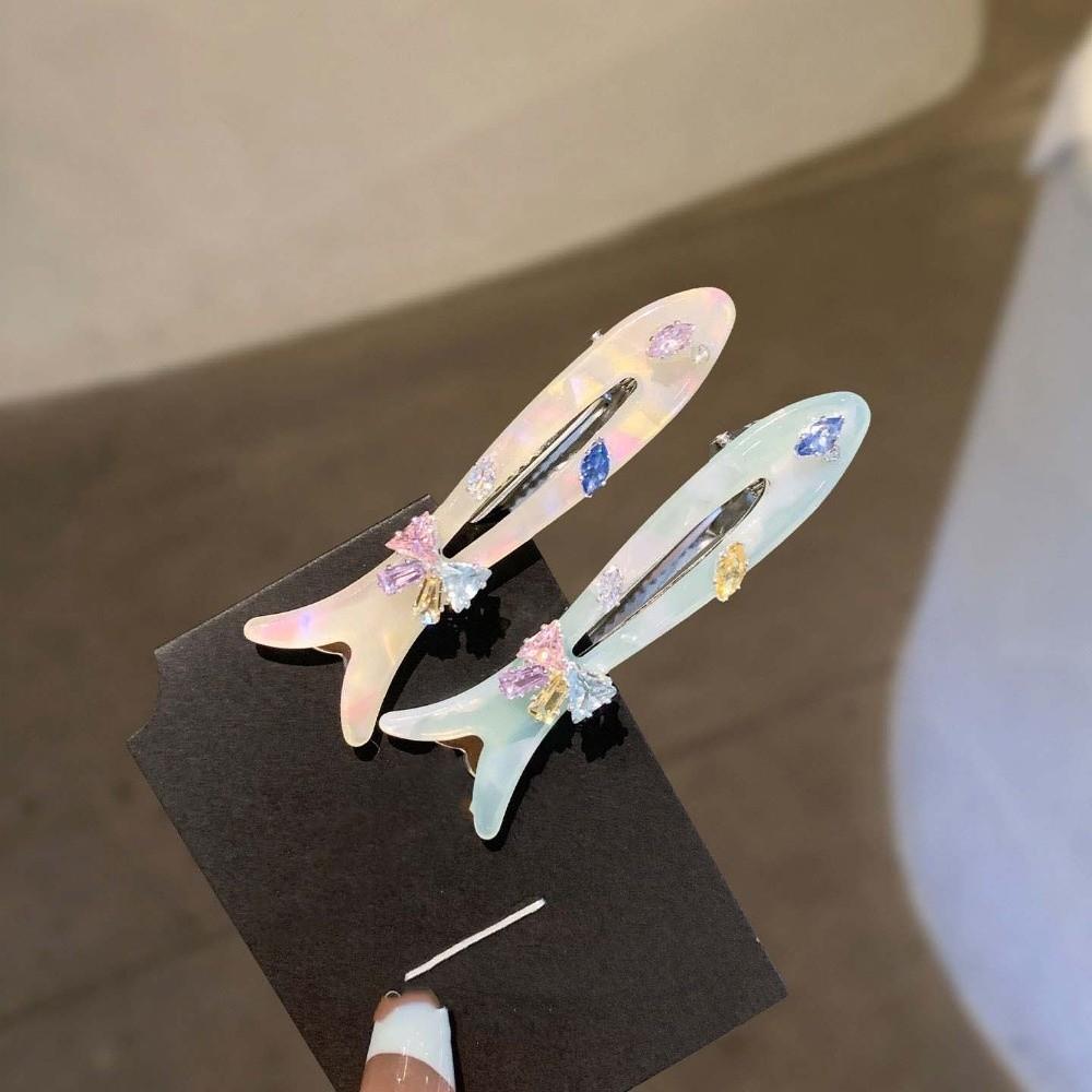 Crystal Colorful Hairpin Acrylic Small Barrette Bangs Clip Fish-shaped Hair Clip Girls