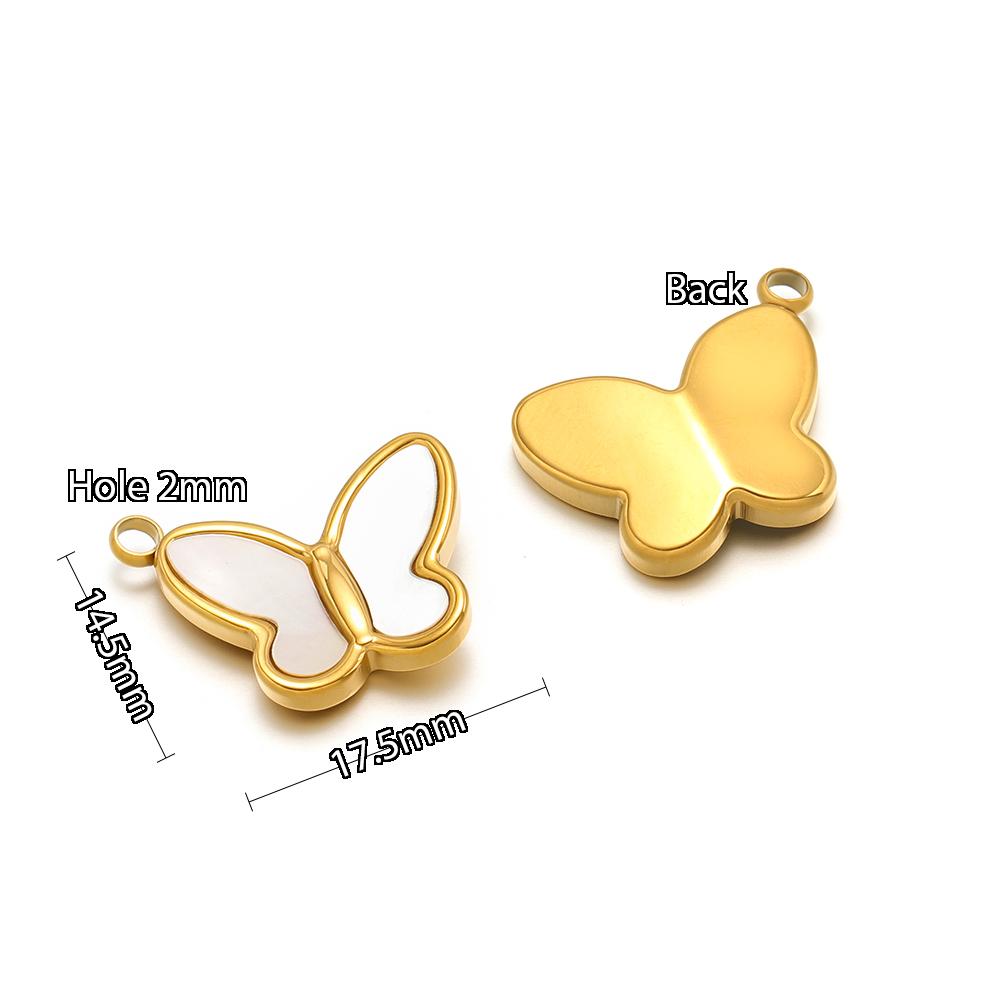 5pcs Stainless Steel Heart Shell Charms  Butterfly Pendants for DIY Jewelry Supplies Women Necklace Findings Earrings Making