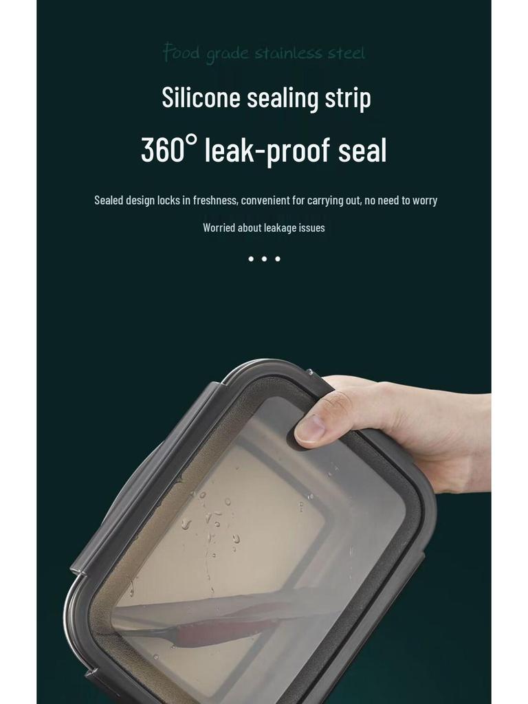 304 Stainless Steel Square Lunch and Storage Box with Lid