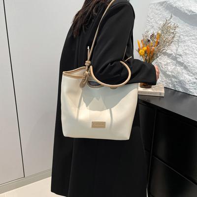 Simple Foreign Style Large Capacity Tote Bag Women's Bag 2025 New Fashion Shoulder Commuter Bag Lightweight Splicing Shoulder Bag