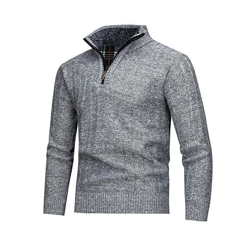 Mens Slim Fit Half Zip Stand Collar Knitted Pullover Sweater M
