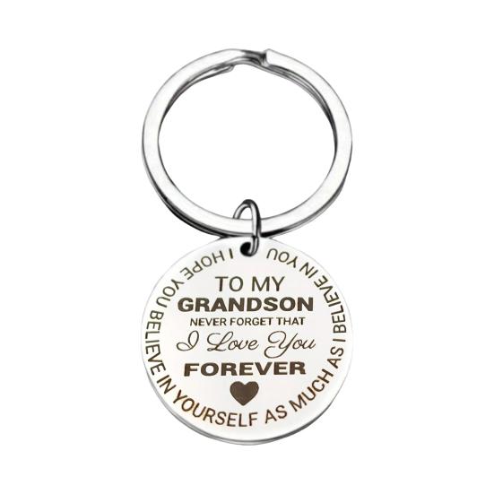 Pendant Keychain Bow-Shaped Stainless Steel Decorative Keychain Easy To Install Carved Letter Print Keyring