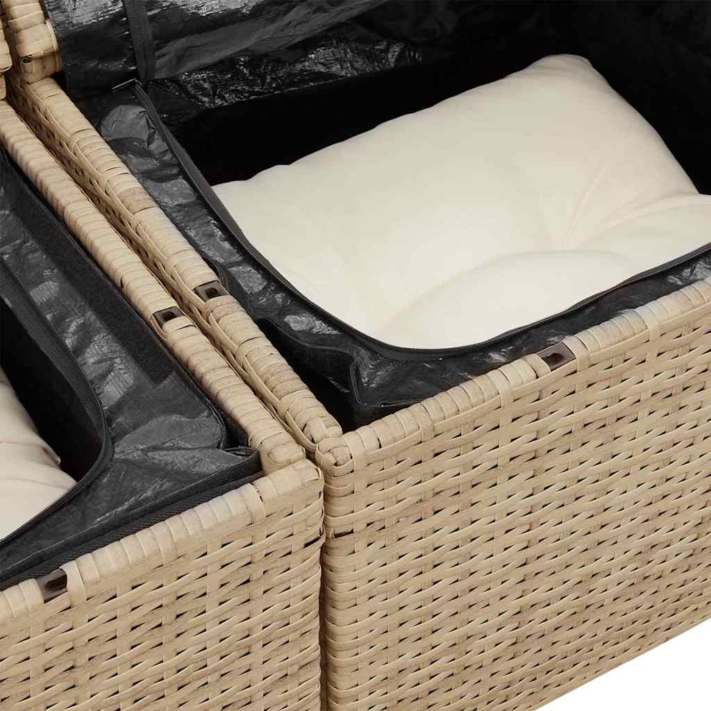 Garden Sofa with Cushions Beige 121 X 62 X 69 Cm Poly Rattan