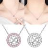 Ladies Fashion Jewelry High Quality White Pink Crystal Zircon Flower Leaf Pendant Four-leaf Clover Necklace Jewelry