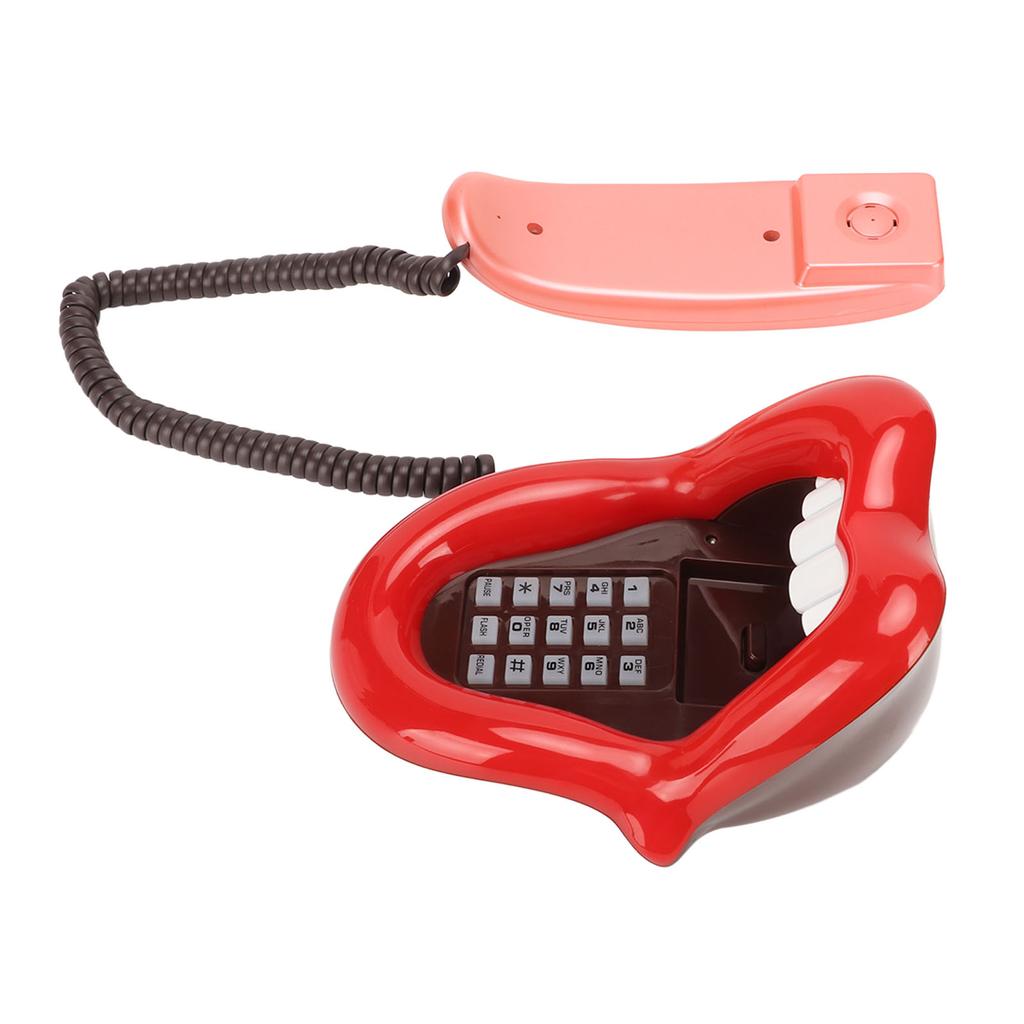 Large Tongue Shape Landline Telephone Cute Big Red Tongue Corded Phone for Home and Office