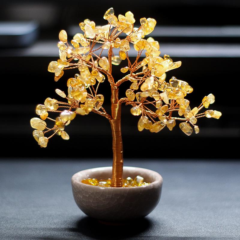 Bestselling Yellow Crystal Tree Teacup Coaster Ornament for Home or Office Decor