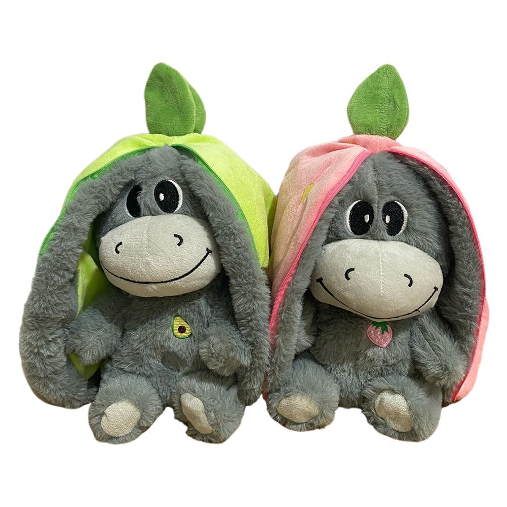 Breathing Donkey Plush Toy Wear Resist Sleep Companion Strawberry Donkey Breathing Stuffed Animal for Kids Birthday Gift