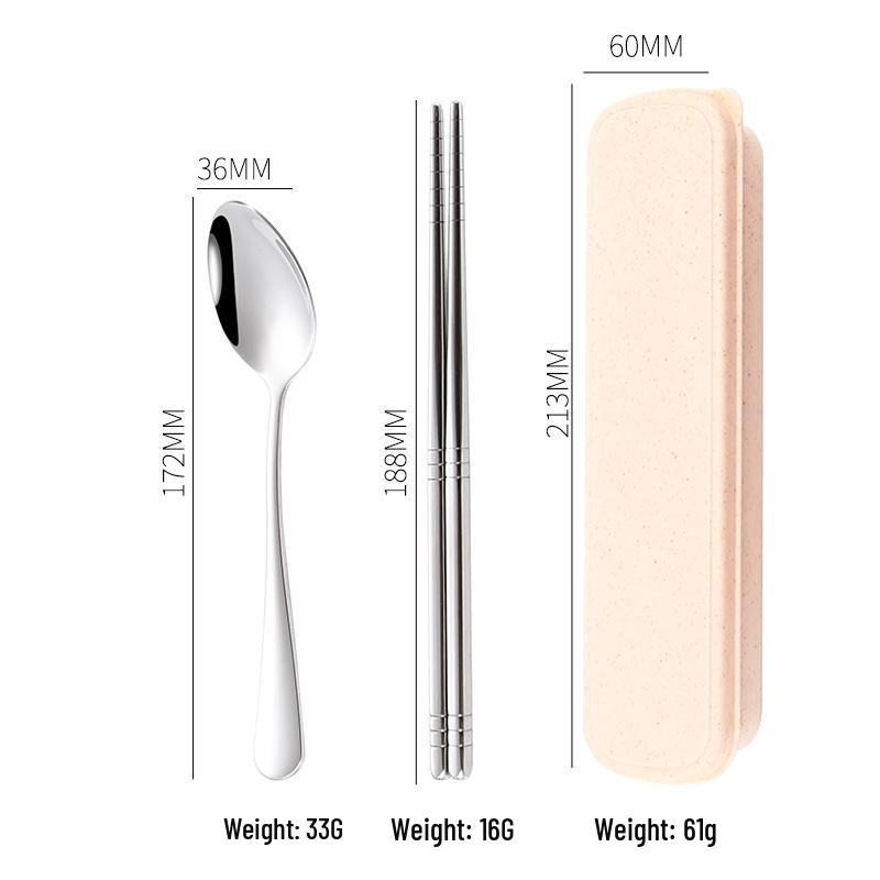 304 Stainless Steel Cutlery Set: Spoon, Fork & Chopsticks - Portable Three-Piece Set for Outdoors, Gift, or Students with Custom Logo Option