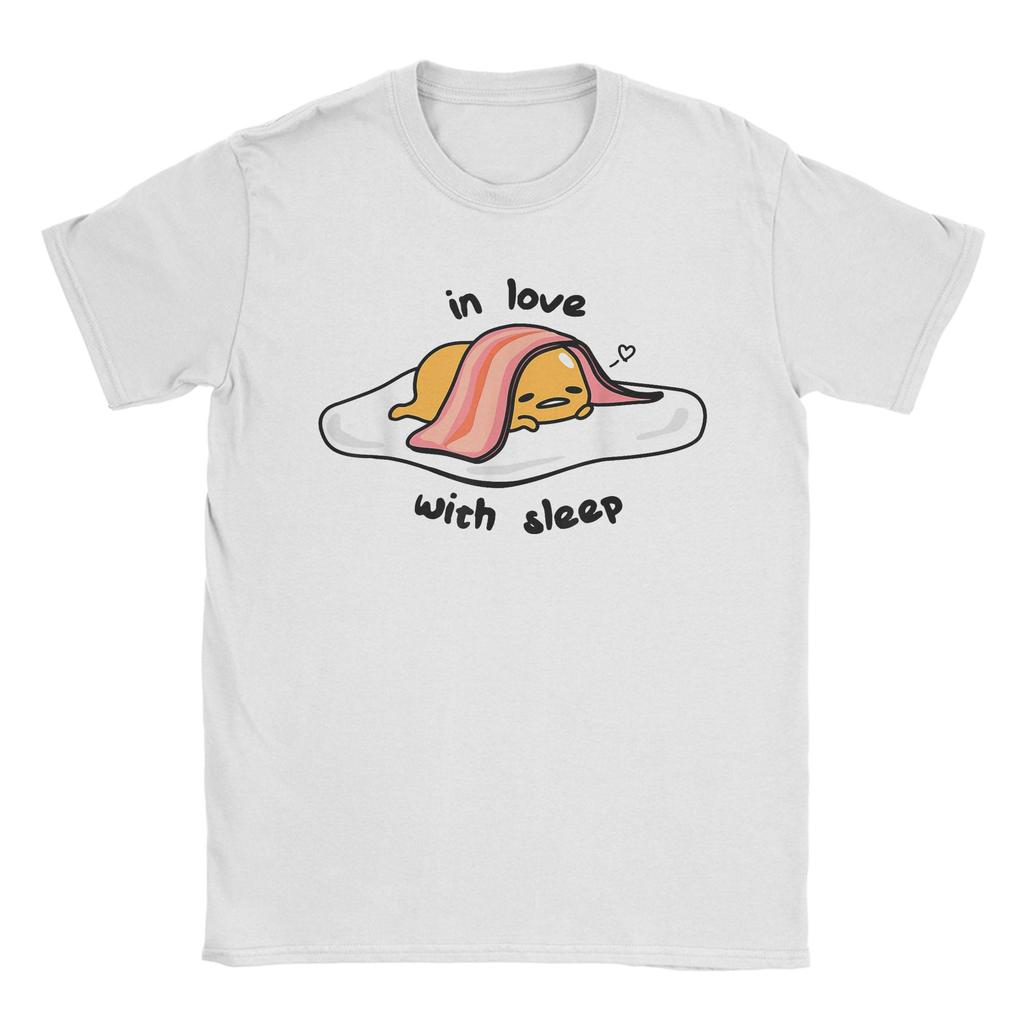 Gudetama Work Hard Sleep Harder  T Shirts  100% Cotton Clothing Crazy Short Sleeve Round Collar Tee Shirt Printed T-Shirt