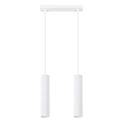 Modern White Hanging Lamp with Two Ribbed Tubes for the Kitchen Island 2xGU10 10W KARBON Sollux Lighting