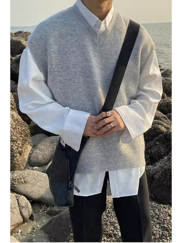 2023 Men's Trendy V-Neck Sleeveless Knit Sweater Vest