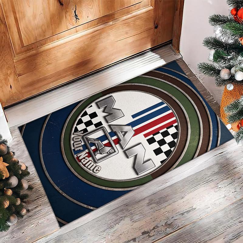 MAN Truck Crystal Velvet Rug, Custom Name Text Personalized Non‑Slip Floor Mat for Home Decor Gift