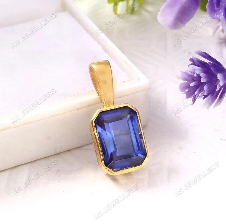 Ceylon Blue Sapphire Pendant Blue Sapphire Necklace Octagon Gemstone Pendant