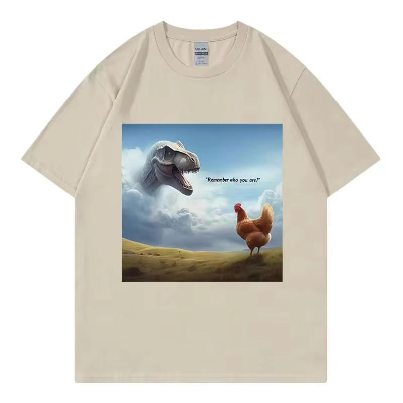 Ricorda Chi Sei Dinosauro Pollo Divertenti Magliette Moda di Strada Tendenza Maglietta Unisex Donna Casual Manica Corta Magliette