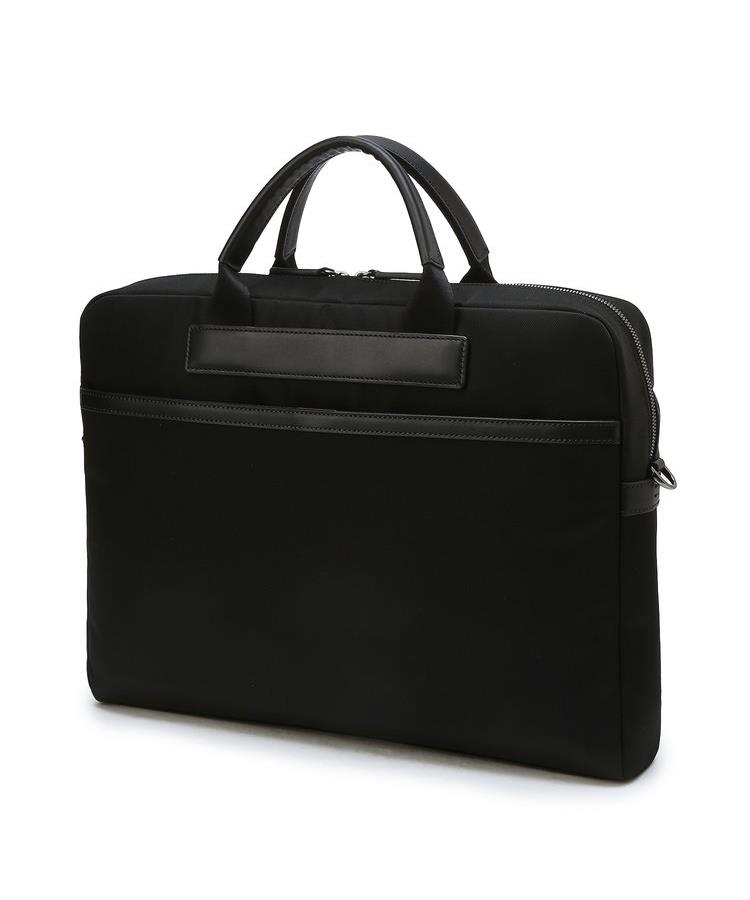 Daks Men'S Accessories Black Leather Partial Check Briefcase Dbba6F331Bk