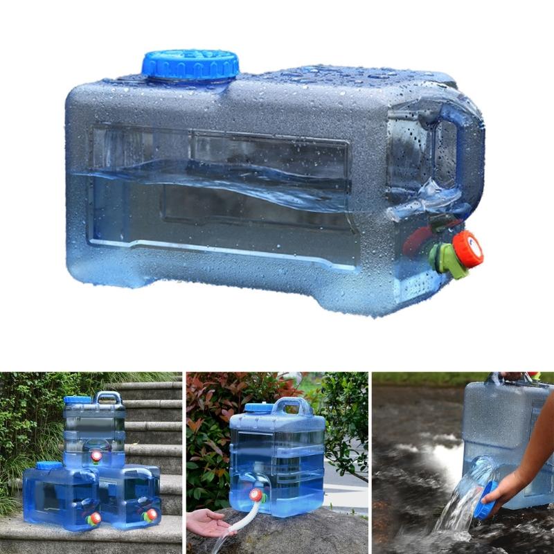 5/8/10/12/15L Clear Plastic Water Container Tanks with Tap Outdoor Water Bucket Camping Water Carrier Portable Bucket