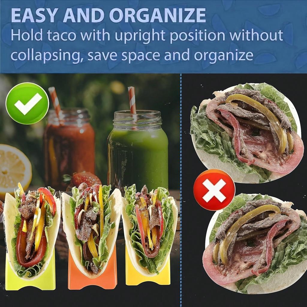 3pcs Colorful Taco Holders - Suitable for Soft or Hard Shells - Ideal for Restaurant and Home Use