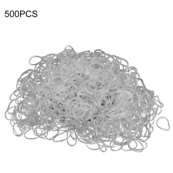 500Pcs Clear White Ponytail Holders Elastic Rubber Band Hair Ties Ropes Rings