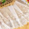 2Meters 29cm Wide Exquisite White Beige Sunflower Hollow Cotton Thread Lace Embroidery Wedding Dress Clothing Home Fabric Decoration Accessories