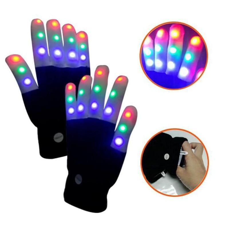 Gants Lumineux LED à Bout Des Doigts Noirs - Pour Fêtes, Clubs, Concerts - Couleurs Changeantes Et Modes Clignotants - 11