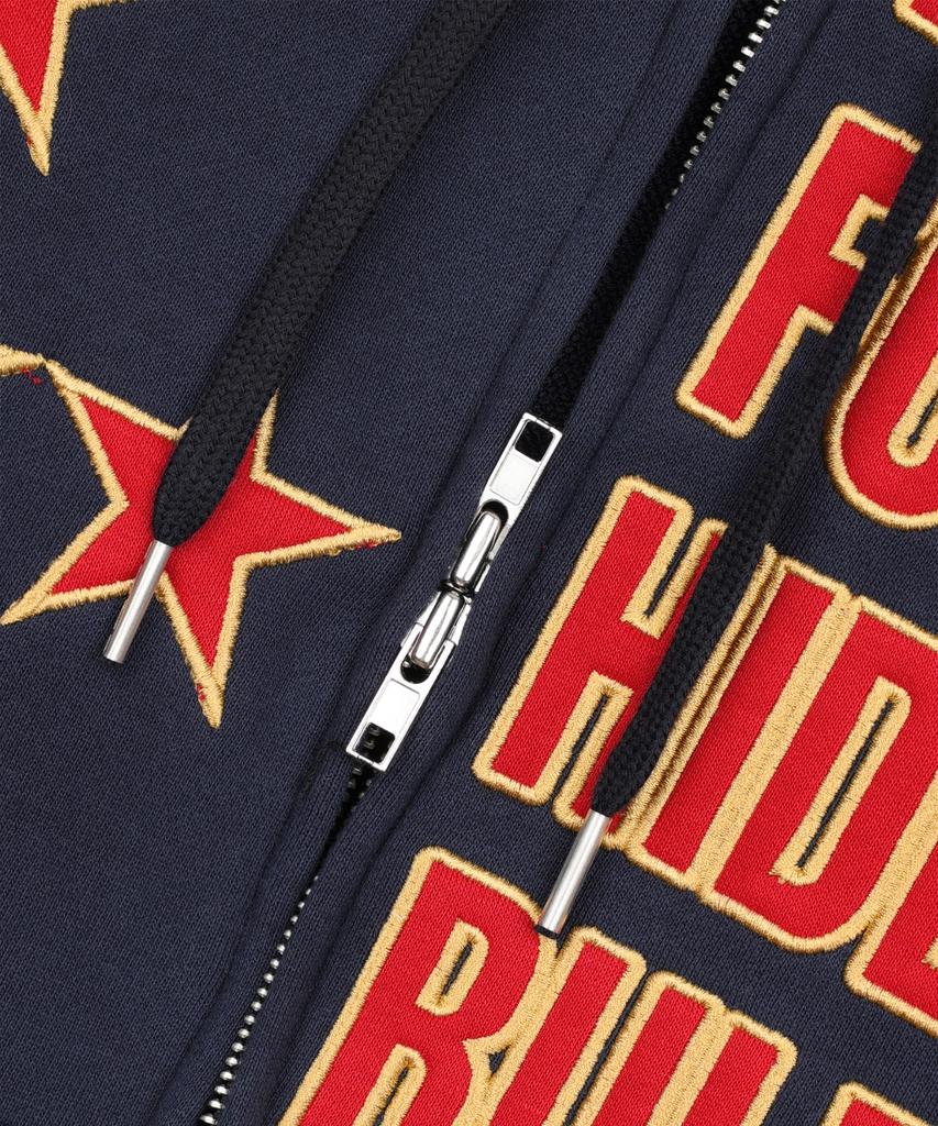Easy No Easy Star Lettering Patch Zip-Up Hoodie - Navy