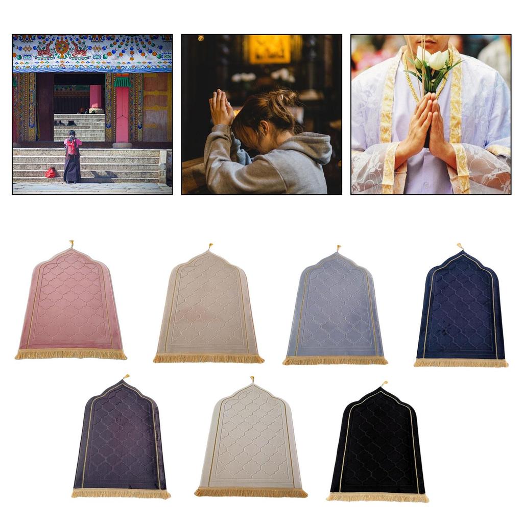 Gebetsteppich Ramadan Geschenke Tragbar für Männer Frauen Kinder Dick Hochzeitszubehör mit Quasten Reisegebetsteppich Islamischer Gebetsteppich