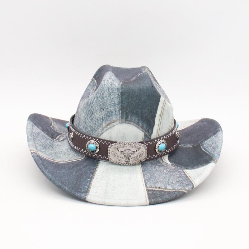 

Top Hat Catwalk Jazz Hat Hat Stage Stage Los Angeles Vintage One-Word Performance Color Matching Western Denim Cotton one size (straight leg jeans)