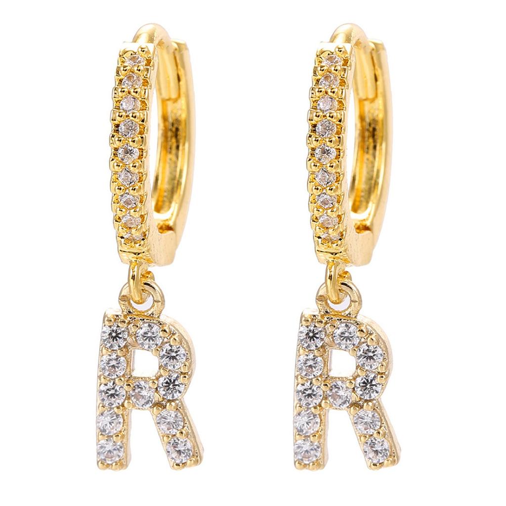 A Pair Of Zircon Earrings With Letters