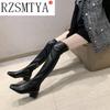New Female Women Boots Sexy Zipper Over The Knee Boots Women Flats Shoes Square Toe Long Boots Thigh High Boots