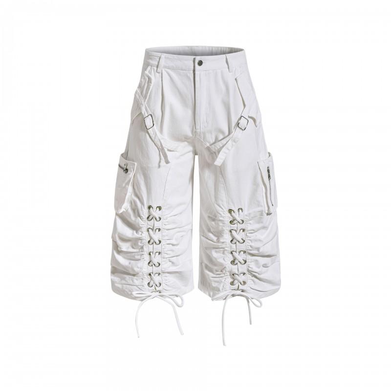 Unisex Retro Wide-Leg Cargo Shorts With