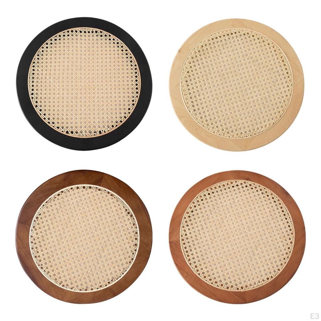 Rattan Serving Tray Plate Dish Display Snack Bread Organizer Storage Platter for Dinner Bedroom