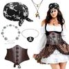 Akcesoria do Kostiumu Pirata na Halloween Średniowieczny Gorset Bandana Chusta na Głowę, Opaski na Oko Naszyjnik Pasek do Talii dla Kobiet Dziewcząt