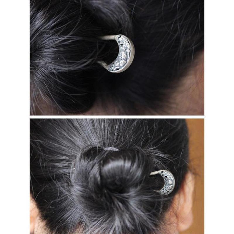 Vintage  Thai  Peony Hanfu Hair Accessory U-Shaped Short Hairpin Classical Everyday Ethnic Style Jewelry For Women