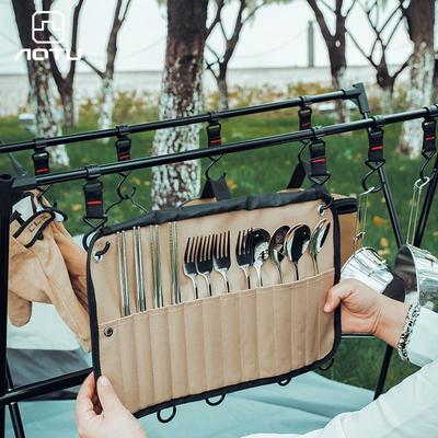 304 Edelstahl Camping Kochgeschirr Set mit Aufbewahrungstasche, Essstäbchen, Löffel, Gabel und Tafelmesser