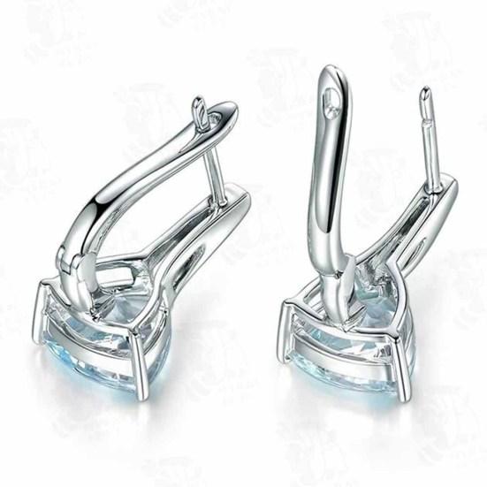 Elegant Women Faux Sapphire Rhinestone Inlaid Drop Huggie Earrings Eardrops