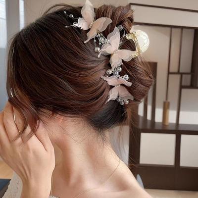 Pince à Cheveux Papillon Super Féerique, Grande Pince Requin, Pince à Cheveux Arrière de la Tête pour Filles et Femmes, Accessoire Cheveux Mi-Attachés Convient pour le Shopping