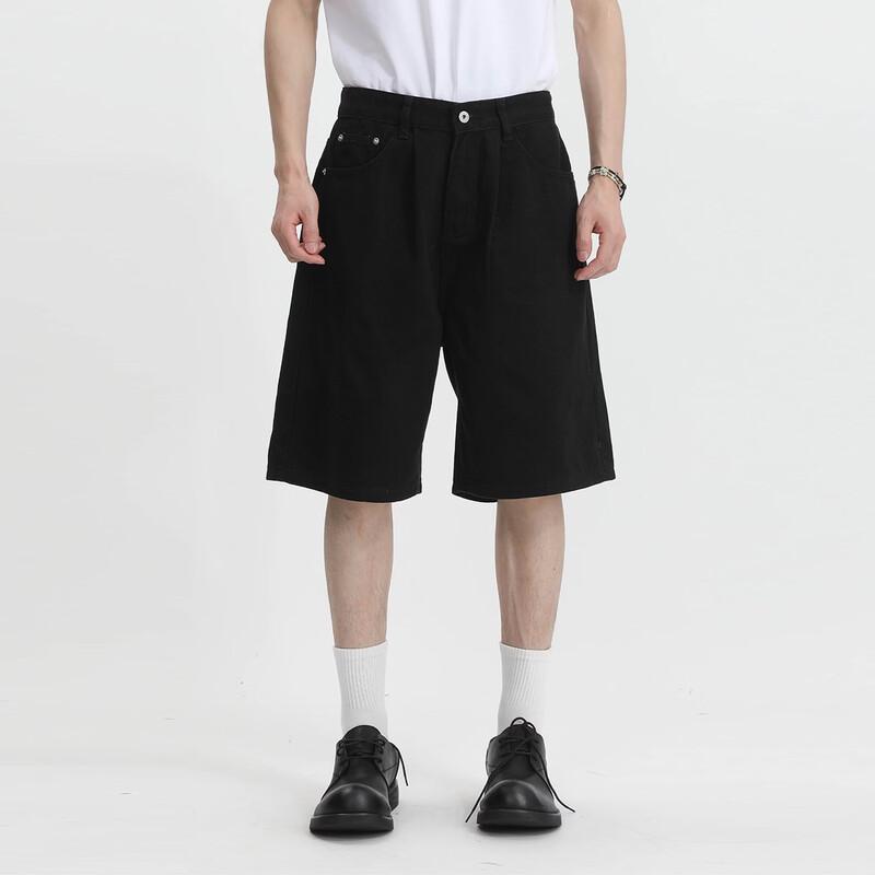 VOGUO RELAY Unisex Korean Style Washed Wide-Leg Casual Shorts