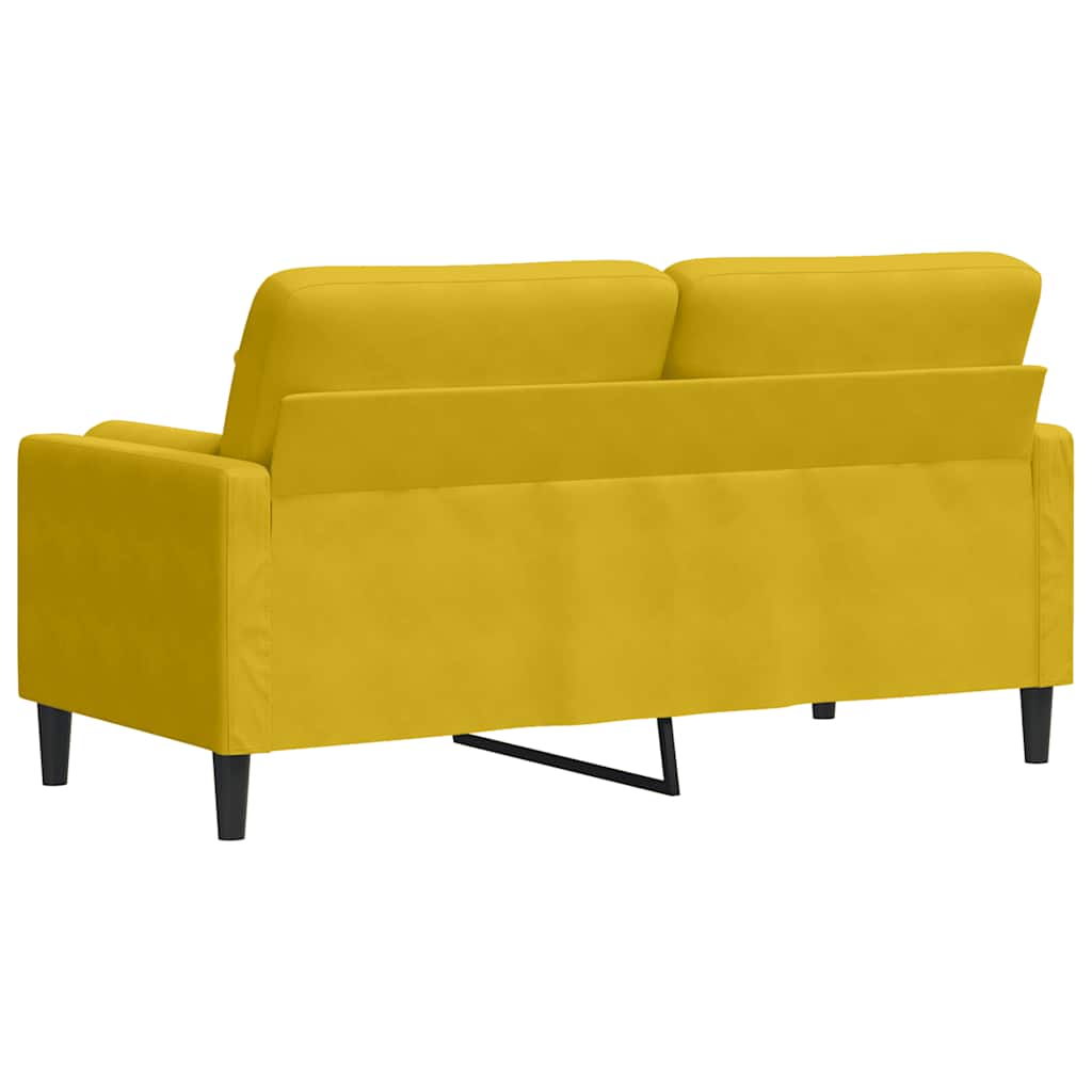 2 Seater Sofa with Decorative Cushions Yellow 140 cm Velvet